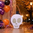 thumbnail image 6 of Felt Glitter Skull Halloween Treat Carry Bag Minimalist Gothic Spooky Candy Storage Tote, Seasonal Tabletop Candy Station Decor for Halloween Party Entryway Displays, 6 of 7