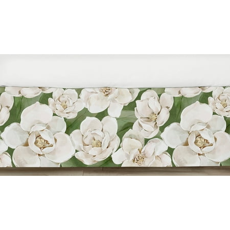 UPC: 0846480099116 | Sage Green and Ivory Watercolor Magnolia Dust Ruffle Crib Skirt Girl by Sweet Jojo Designs