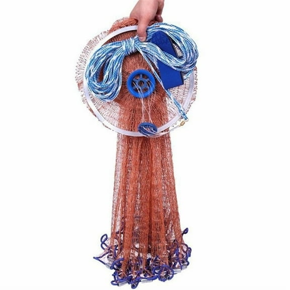 Aluminum Ring Cast Nets 2.4m -4.8m Easy Throw Fly Fishing Net Tool Small Mesh Outdoor Hand Throw Catch Fish Network