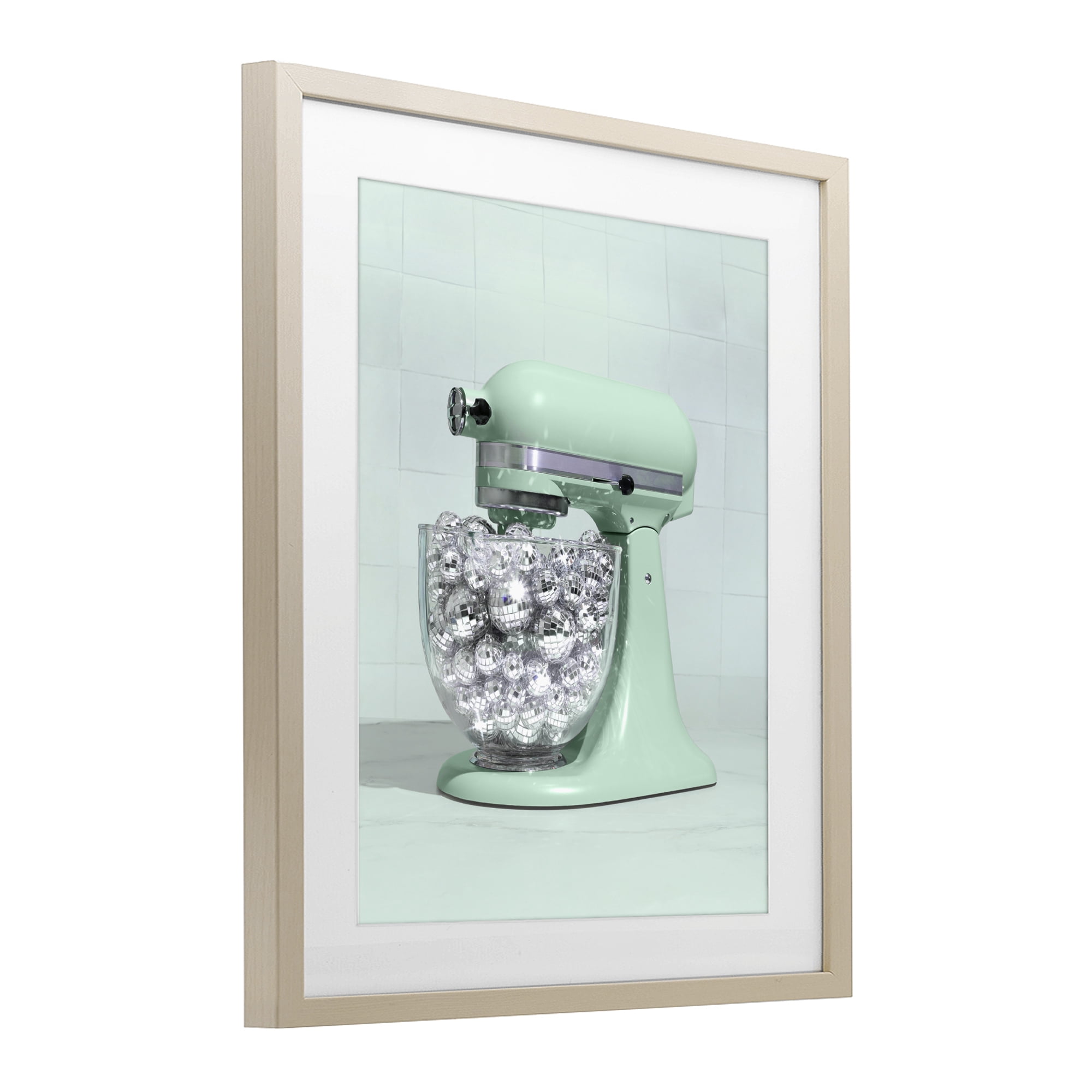 Stupell Industries Disco Kitchen Mixer over Green Birch Framed Print Under Glass, design by LISH Creative
