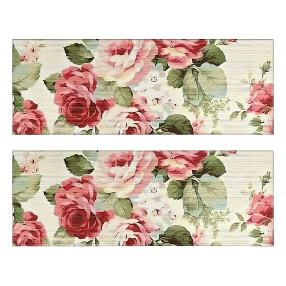 Kitchen Rugs Sets Of 2,Pioneer Flower Floral Print Pattern Anti Fatigue Kitchen Mat Rugs Non Slip Washable,Decorative Kitchen Floor Mats for Kitchen,Sink,Laundry,17"X47"