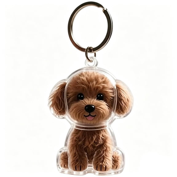 Dog Hair Storage Keychain, Clear Puppy Shaped Pet Fur Keepsake Capsule Pendant, Portable Pet Hair Memorial Holder Key Ring, Sentimental Gift for Dog Lovers