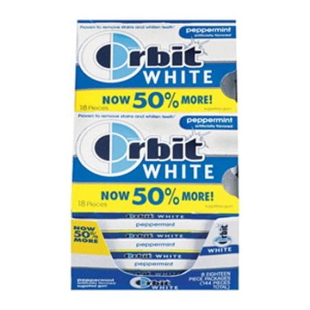 UPC 022000120021 product image for Orbit White Sugarfree Gum, Peppermint 18 Ea - 8 Pack | upcitemdb.com
