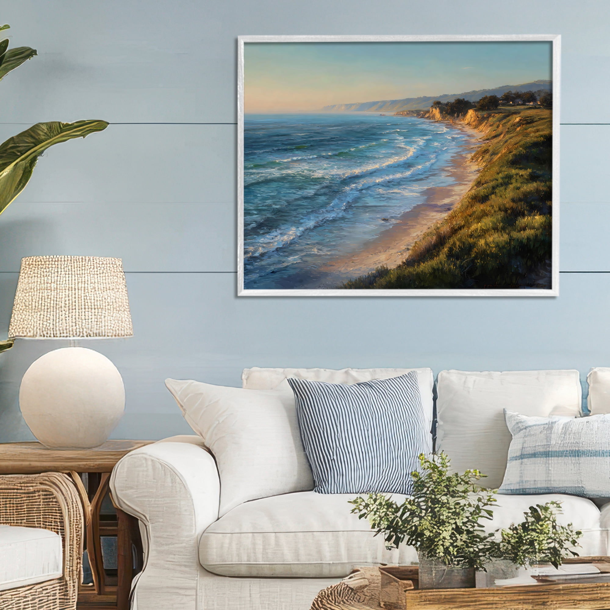Stupell Industries Rounded Coastline View White Framed Giclee Art, design by Franklyn Gregory