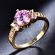 thumbnail image 4 of Boho Purple Pink Zircon Ring Round Cut 18k Gold Plated Wedding Engagement Evening Party Ring, 4 of 5