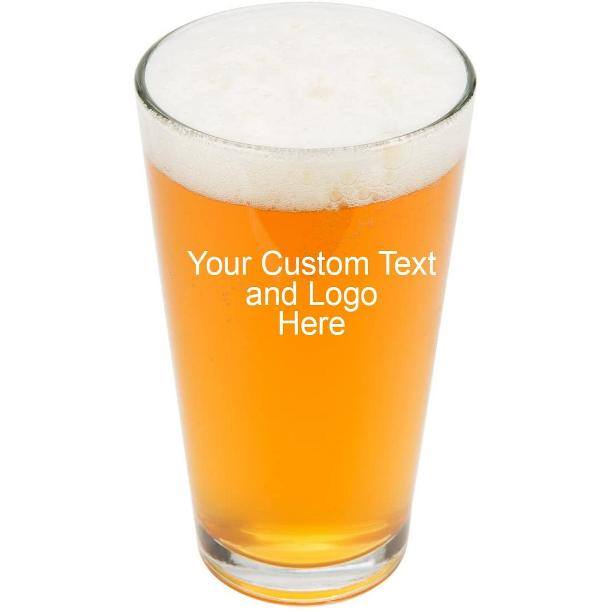 Custom engraved beer can glass with your logo or image / Laser Engrave