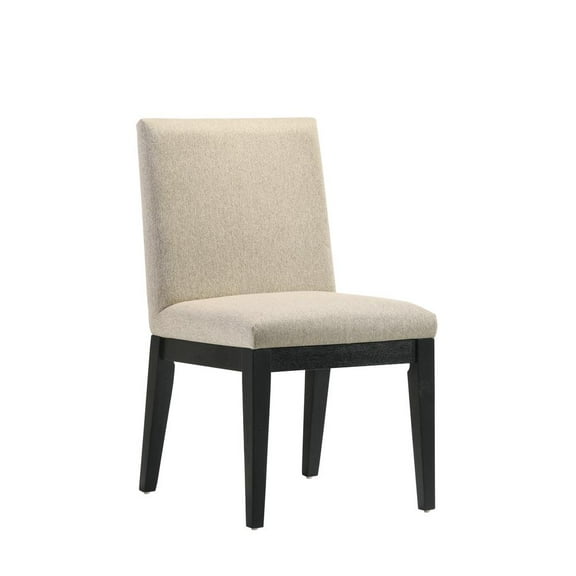 Acme Froja Fabric Upholstery Side Chairs in Beige and Black (Set of 2) Indoor