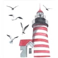 thumbnail image 3 of Lighthouse Duvet Cover Set, Lighthouse and Seagulls on the Beach Navigational Aid Seaside Waterways Art, Decorative 2 Piece Bedding Set with 1 Pillow Shams, Twin Size, Red Grey White, by Ambesonne, 3 of 3