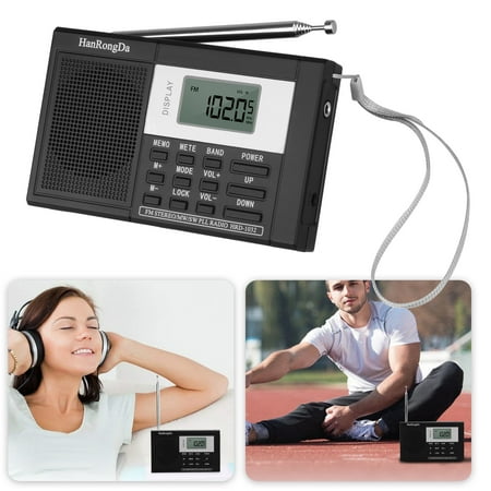 EEEKit Portable Digital MW/FM/SW Stereo Radio LCD Display High Sensitivity Shortwave MP3 Player Recorder with Sleep Timer & In-Ear Stereo