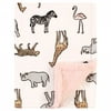Hudson Baby Infant Girl Plush Blanket with Sherpa Back, Modern Pink Safari, One Size