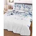 thumbnail image 2 of Blue Teal Eucalyptus Leaves Summer Quilt Set Twin Size,Soft Quilted Bedding Set with 2 Pillow Shams,Watercolor Weeping Botanical Lightweight All Season Bedspread Coverlet for Bedroom 68"x86", 2 of 6