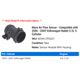 thumbnail image 2 of Mass Air Flow Sensor - Compatible with 2006 - 2009 Volkswagen Rabbit 2.5L 5-Cylinder 2007 2008, 2 of 2