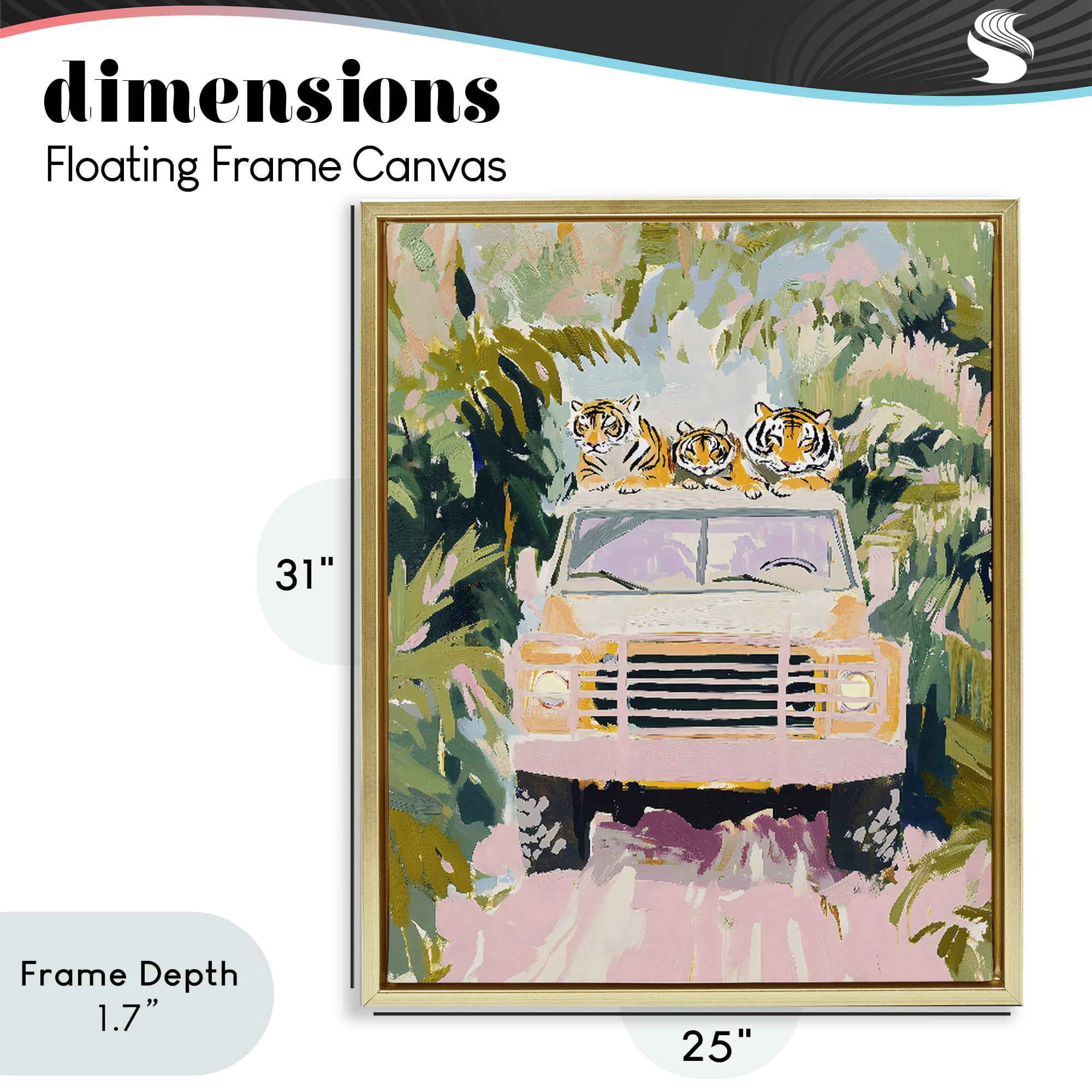 Stupell Industries Safari Trip Tiger Trio Gold Framed Floater Canvas Wall Art, design by The Prints Vibe