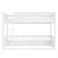 thumbnail image 3 of Bellemave Twin XL Over Twin XL Bunk Bed, Wood Bunk Bed Frame with 21.7" High Guardrail, Converts to 2 Individual Beds, Space Saving Floor Bunk Beds Design for Teen Adults,White, 3 of 7