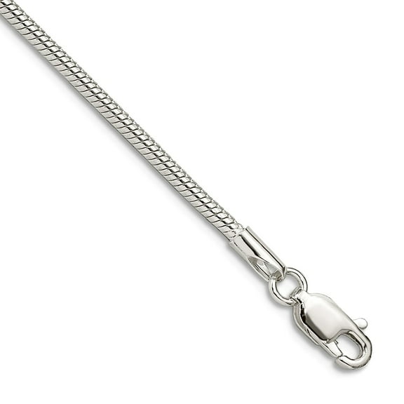 925 Sterling Silver Solid Polished 1.75mm Round Snake Chain Bracelet 8 Inch Lobster Claw Snake Charm Bracelet for Women