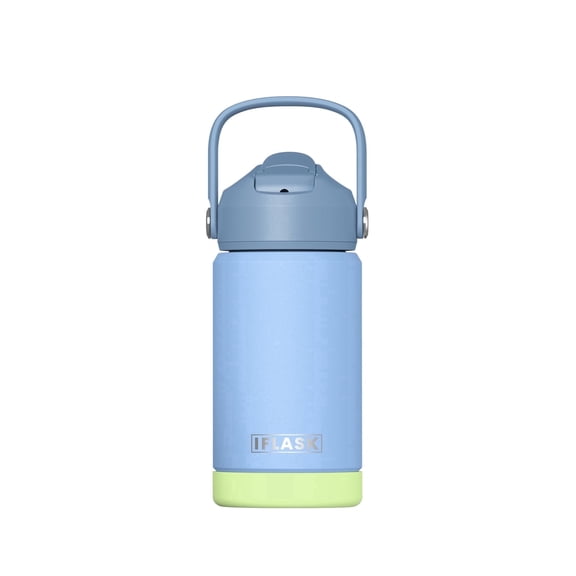 IFLASK 12oz Kids Water Bottle with Straw Lid | 100% Leak Proof | Insulated Stainless-Steel Double Walled Thermos | BPA and Sweat free | Hot & Cold (Green)