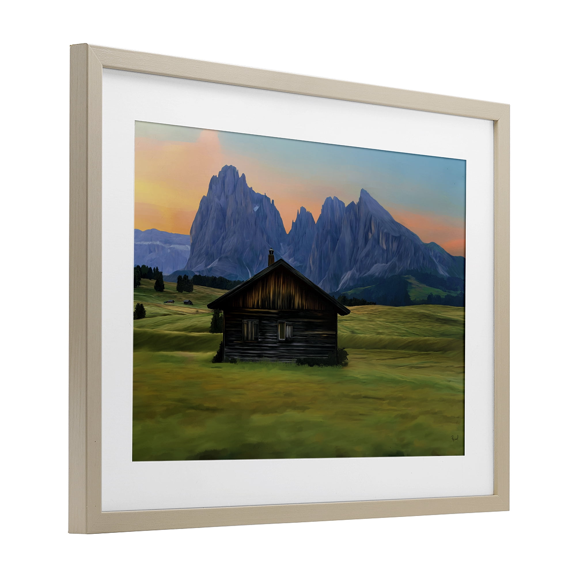 Stupell Industries Solitary Cabin with Looming Cliffs Birch Framed Print Under Glass, design by Renel Peters
