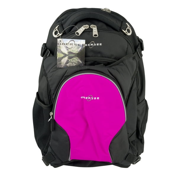 Obersee Oslo Diaper Bag Backpack With Cooler Black/Pink, 5.0 CT