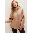thumbnail image 5 of Plusashion Elegant French Beige Turtleneck Sweatshirt - Dolman Sleeves, Drawstring, Versatile Fit!, 5 of 8