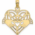 thumbnail image 1 of 10K Yellow Gold Polished And Beaded Claddagh In Heart Charm Made United States -Jewelry By Sweet Pea, 1 of 5