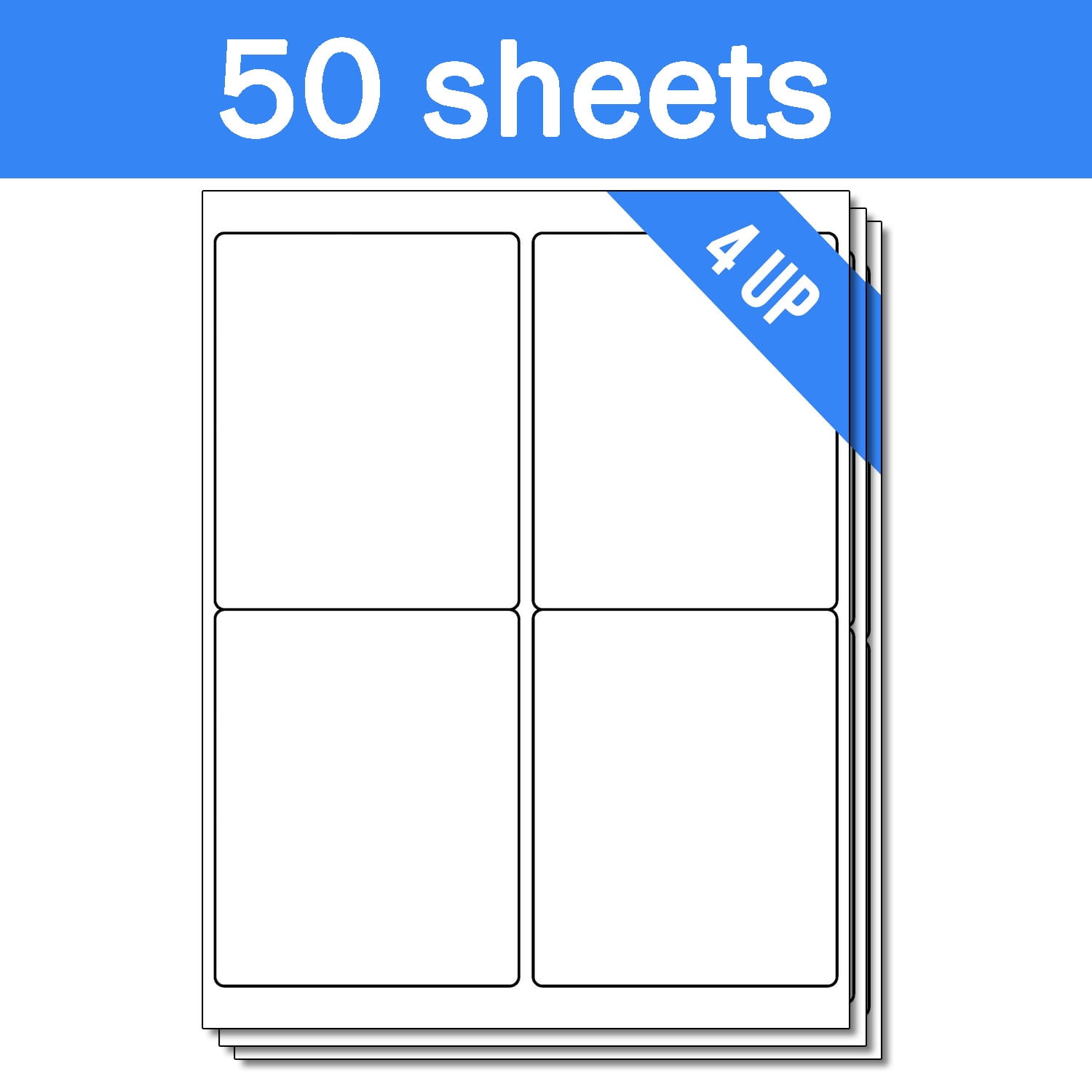 OfficeSmartLabels 4 x 5 inch Labels for Laser Inkjet (4 Labels Per Sheet, White, 50 Sheets / 200 Labels)