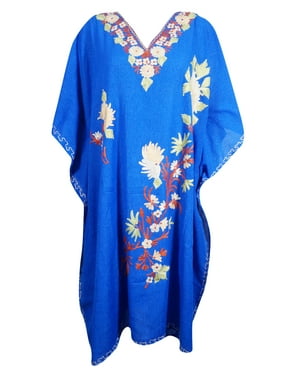 Mogul Womens Unique Handmade Embroidered Kimono Sleeves Resort Wear Beach Bikini Cover Up Caftan Dress One SIZE