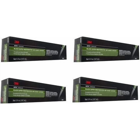 3M 08008 Black Super Weatherstrip Adhesive Tube, 5 oz (4 Pack)