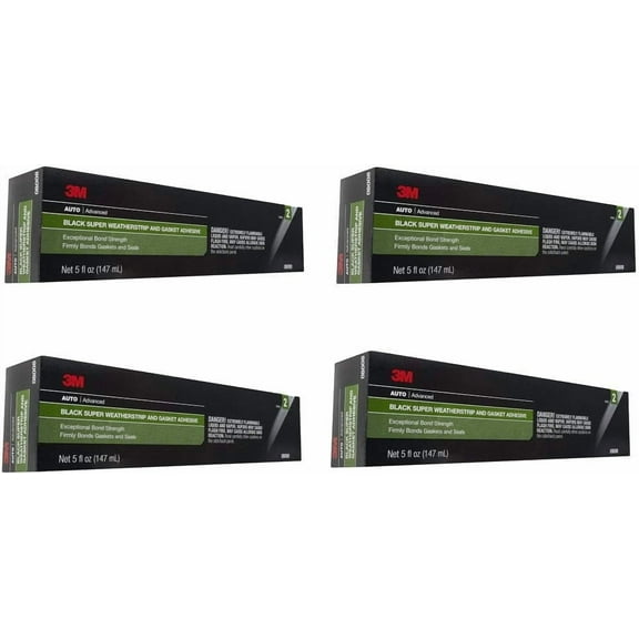 3M 08008 Black Super Weatherstrip Adhesive Tube, 5 oz (4 Pack)