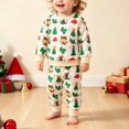 thumbnail image 2 of GCETTIC Pajamas For Girls Girls Cotton Blend Pajama Set Loose Long Sleeve Top Elastic Jogger Night Pants Green,9-12 Months, 2 of 9