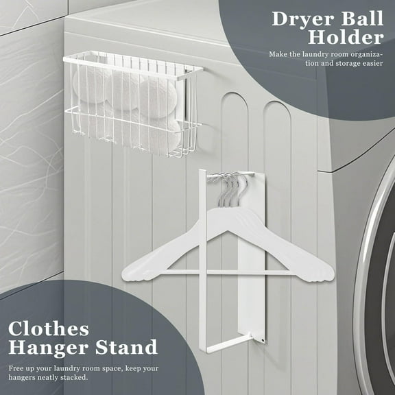 5 Pcs Laundry Room Organization Set, Magnetic Lint Bin, Washer Door Prop, Dryer  Holder, Foldable Basket, Space-Saving Storage