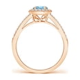 thumbnail image 2 of Angara Natural 0.4 Ct. Aquamarine with Diamond Halo Ring in 14K Rose Gold for Women (Ring Size: 3), 2 of 9