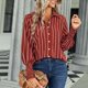 thumbnail image 4 of Camisas Para Mujer de Gran Tamaño de Moda Con Cuello Vuelto de Ocio de Manga Larga Con Estampado de Rayas Odeerbi ODB132968, 4 of 9