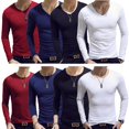 thumbnail image 2 of Camiseta de manga larga para hombre con diseño de fans del ejército de primavera y otoño, ajustada, de cuello redondo transparente multicolor, camisa básica para hombre, 2 of 6