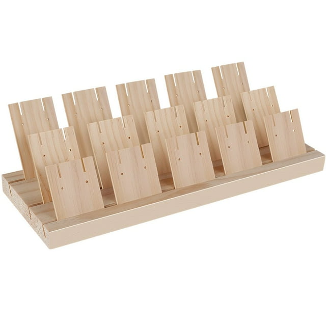 Jewellery Display Stands with Earring Cardboards Rustic Wooden Earring Stand Reusable Earring Necklace Holder Portable J