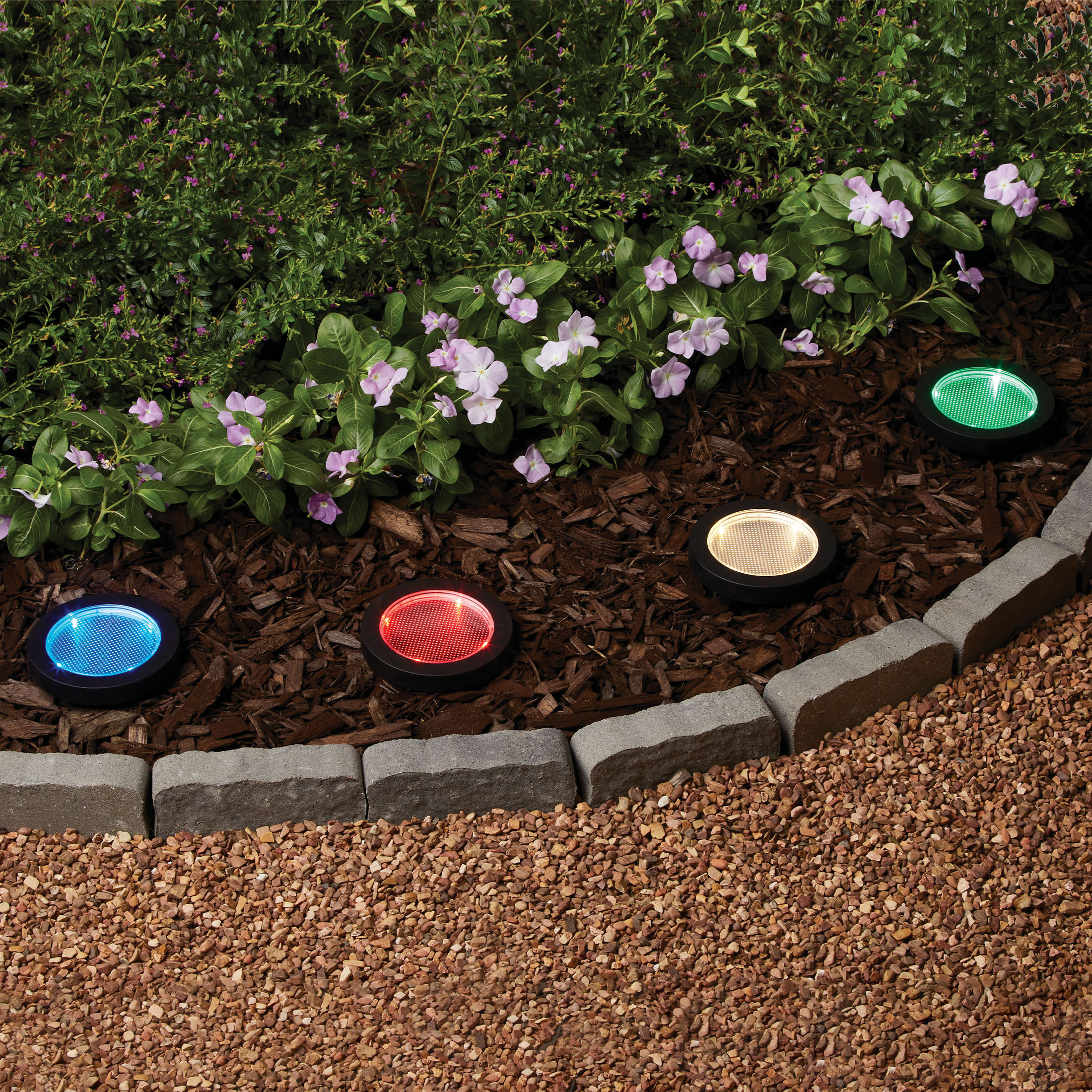 Mainstays Solar Landscape Disc Lights, Color Holding LED, 4-Pack photo 7