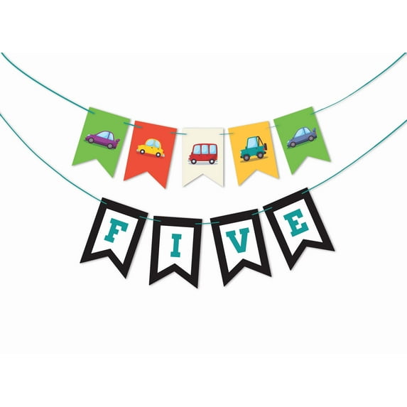 Inkdotpot I Am FiveReady To HangHappy Birthday Sign Car Gender Neutral Birthday BuntingParty Supplies For Boy Or Girl
