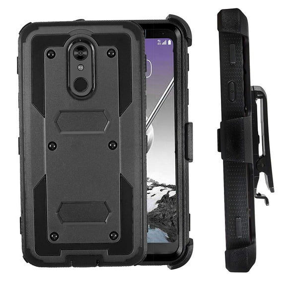 Mignova LG Stylo 5 Case,LG Stylo 5 Plus Case, Heavy-Duty Shockproof Full Body Protection Rugged Hybrid Case with Rotating Belt Clip and Bracket 2019 Release(Black)