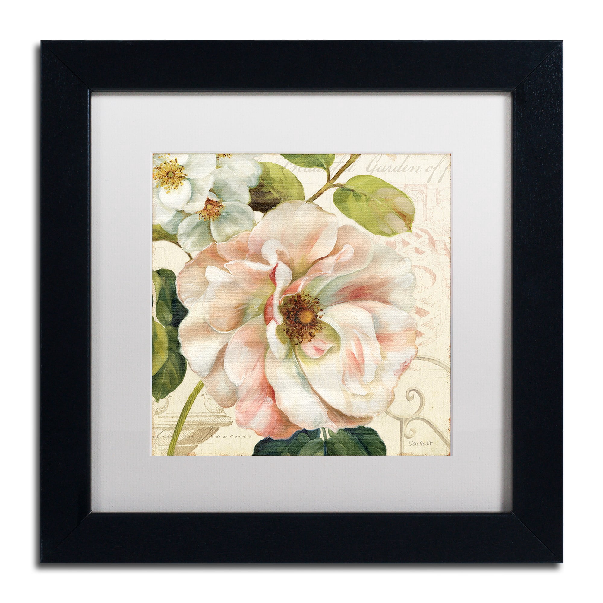 Trademark Fine Art "Les Jardin II" Canvas Art by Lisa Audit, White Matte, Black Frame