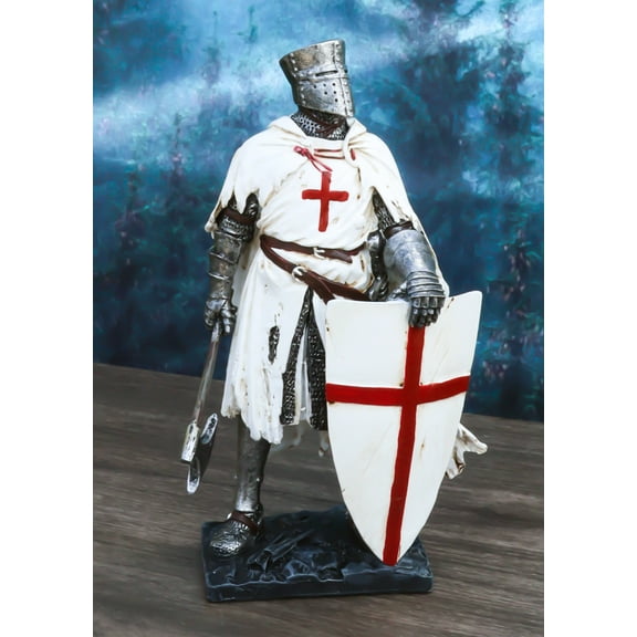 Templar White Cloak Caped Medieval Crusader Axeman Knight At Day's End Figurine