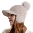 thumbnail image 2 of GZWYHT Visors,Visor Hats Women Winter Warm Hhat Ear Protection Knitted Wool Hat Thickened Duck Tongue Baseball Cap Cold Proof Pullover Cap Sun Hats,Hats for Women Beige, 2 of 4