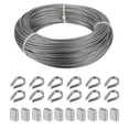 thumbnail image 1 of Unique Bargains 1/8'x200ft Wire Rope Cable Stainless Steel Wire Rope 7x7 Wire with 50 Aluminum Crimping Sleeves, 12 Wire Rope Thimbles, 1 of 7
