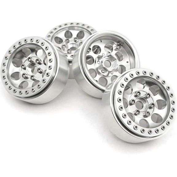 Lightweight & Durable Silver 1.9" Beadlock Wheels 4pcs SCX10 D90 TRX4 RC Crawler