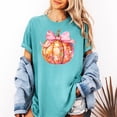 thumbnail image 2 of Disco Fall Pumpkin Shirt for Women and Teens Girly Coquette Bow Pumpkin T-Shirt for Halloween Seafoam Shirt Adult Small, 2 of 4