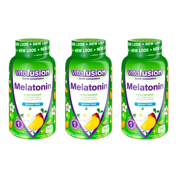 3 Pack Vitafusion Melatonin Gummy Supplement 3mg White Tea & Peach 140 Gummies