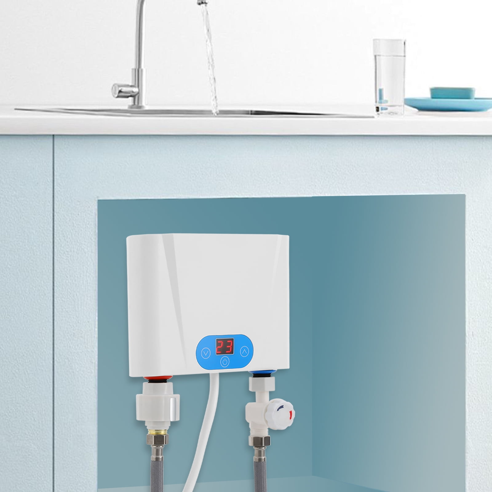 Electric Tankless Water Heater 5.5KW 220V Endless Hot Water Instant Mini Smart Under Sink Kitchen Household