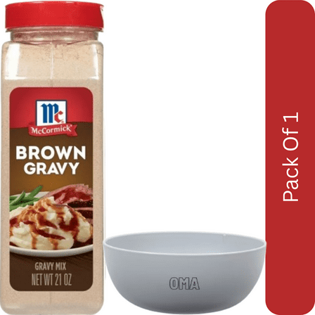 McCormick Brown Gravy Mix, 21 oz, With Olive White Bowl By OMA