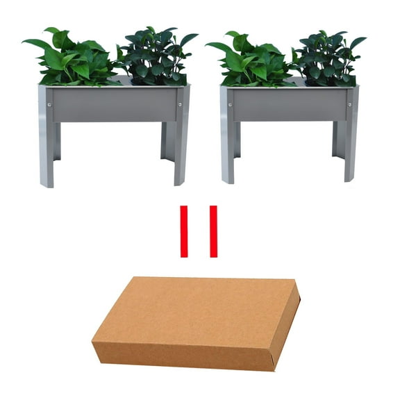Elevated Garden Bed Metal Outdoor Flower Pot Box - 2 Pack, 24" L x 10.5" D x 17.5" H, Galvanized Steel Planter for Vegetables, Flowers, Backyard & Patio