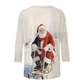 thumbnail image 4 of LiMoi Women's Three Quarter Sleeve Christmas Tees Round Neck Tshirt with Holiday Santa Pattern Casual Tops Shirts Blouse My Items, 4 of 6