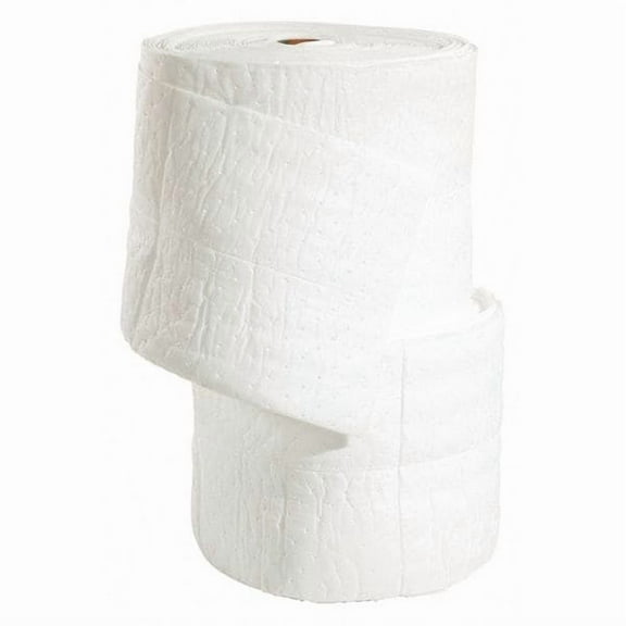 Sorbent Roll, 27 gal, 15 in x 150 ft, Oil, White, Polypropylene