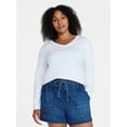 thumbnail image 3 of Time and Tru Women's Cotton V-Neck Tee with Long Sleeves, Sizes XS-XXXL, 3 of 6